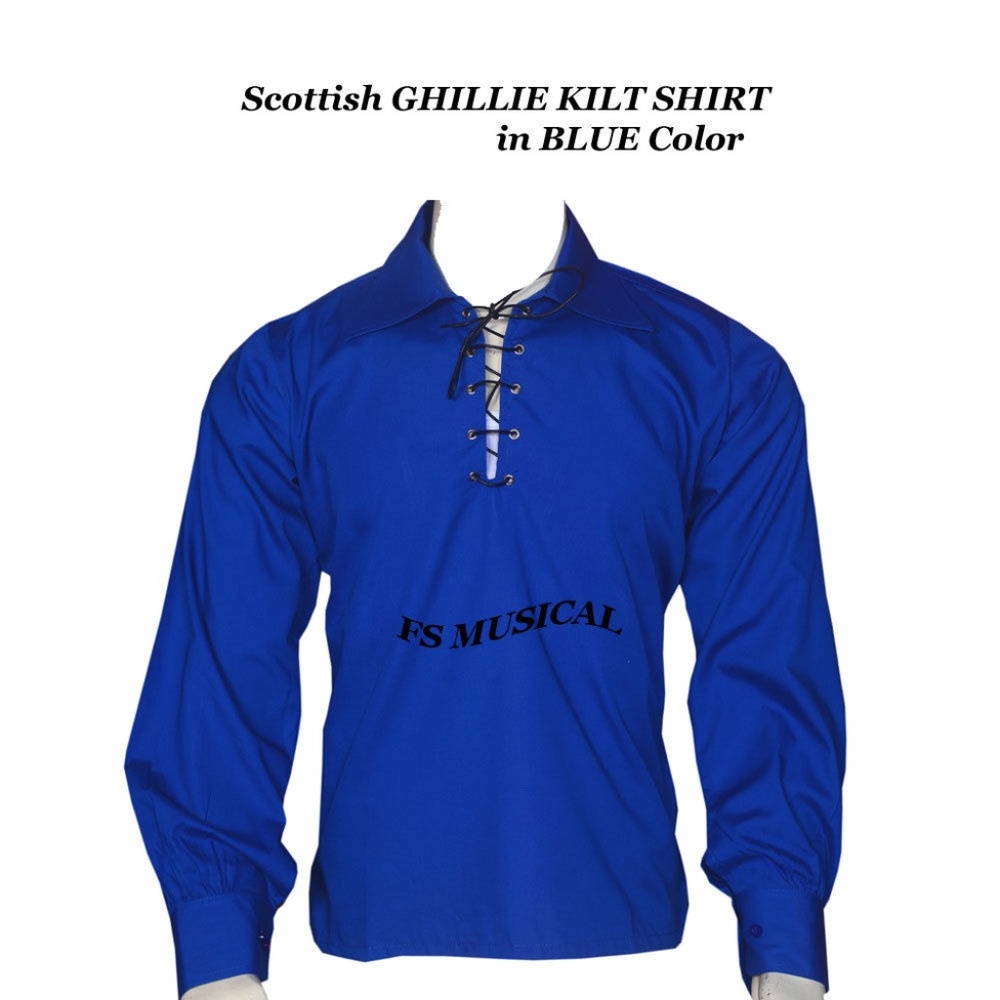 Scottish GHILLIE KILT SHIRT in Blue